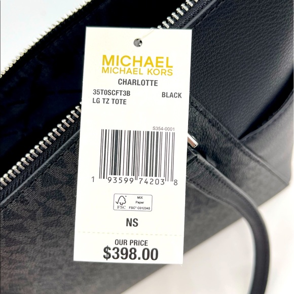 Michael Kors Large Top Zip Charlotte Tote Black - Picture 11 of 11